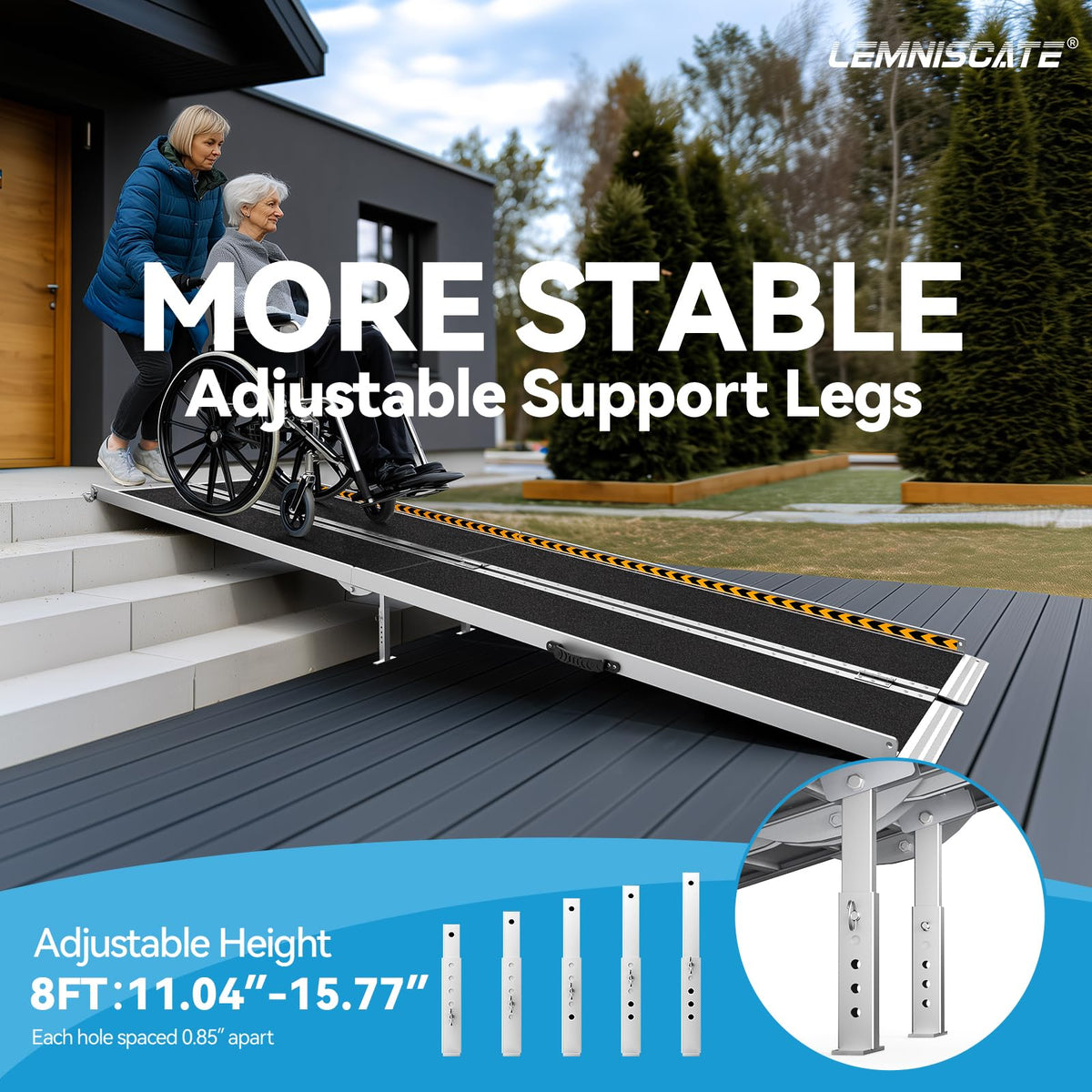 LEMNISCATE 2FT Portable Wheelchair Ramp Aluminum Non-Slip Handicap for Home