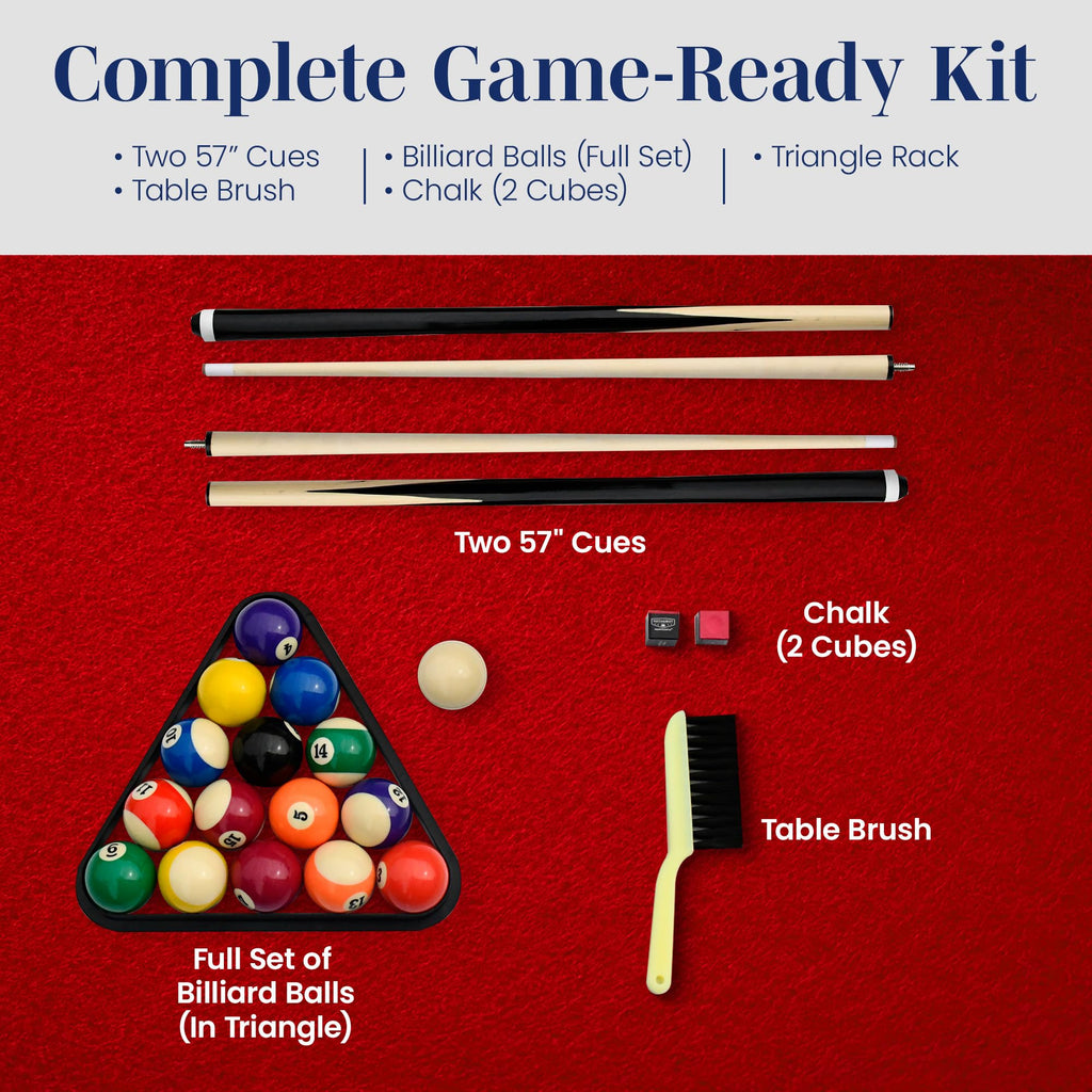 Hathaway Fairmont Folding Pool Table for Family & Home Use Includes Full Set of Billiard Balls, Cues, Chalk, Triangle and Carrying Bag, Portable Space-Saving Table