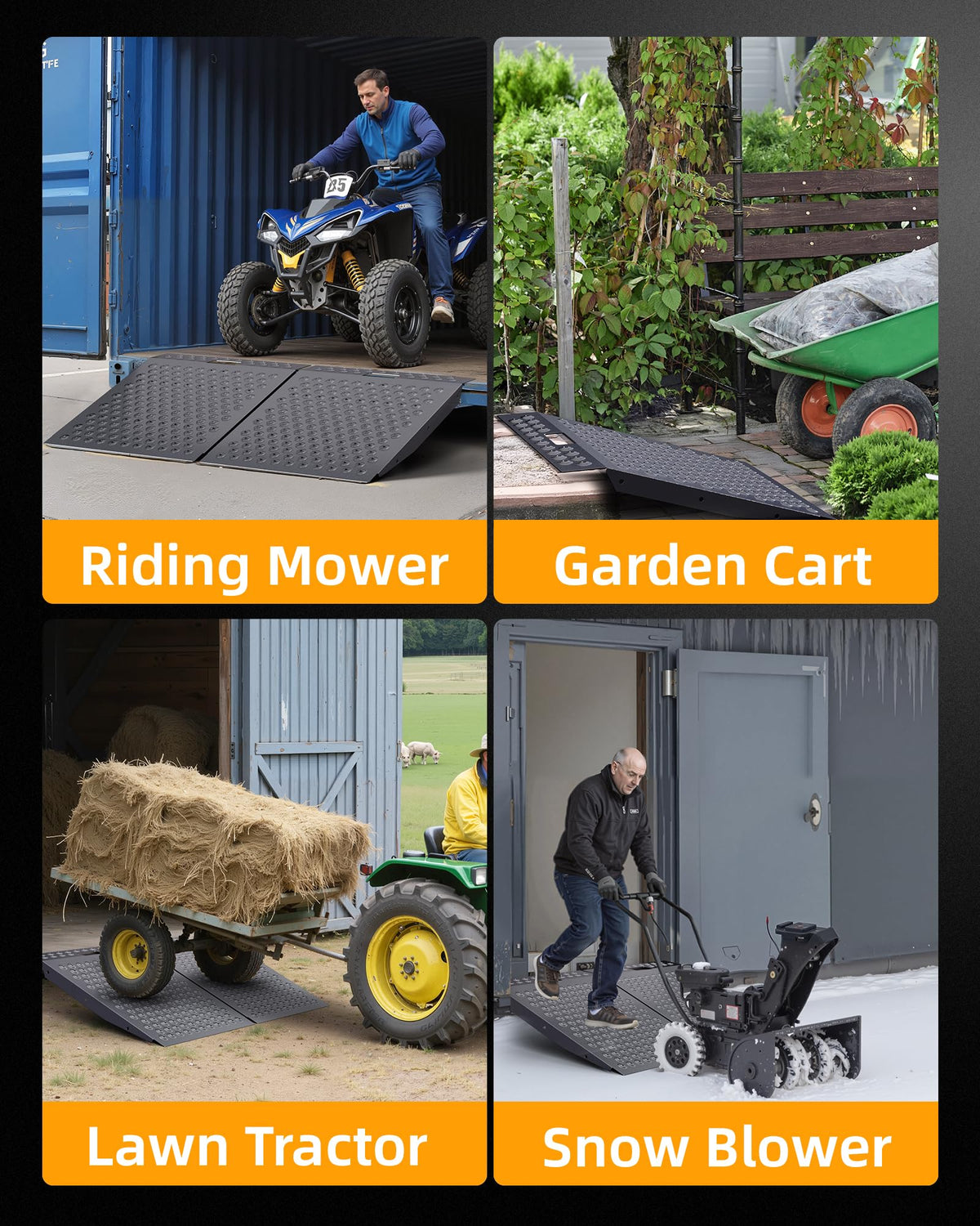VNN 36" x 24" Shed Ramp for Riding Mower - 800 LB Capacity Shed Ramps, Anti-Slip Punch Plate Ramp for ATV, Motorcycles, Garages & Barns (1PC,Slivery, Alloy)