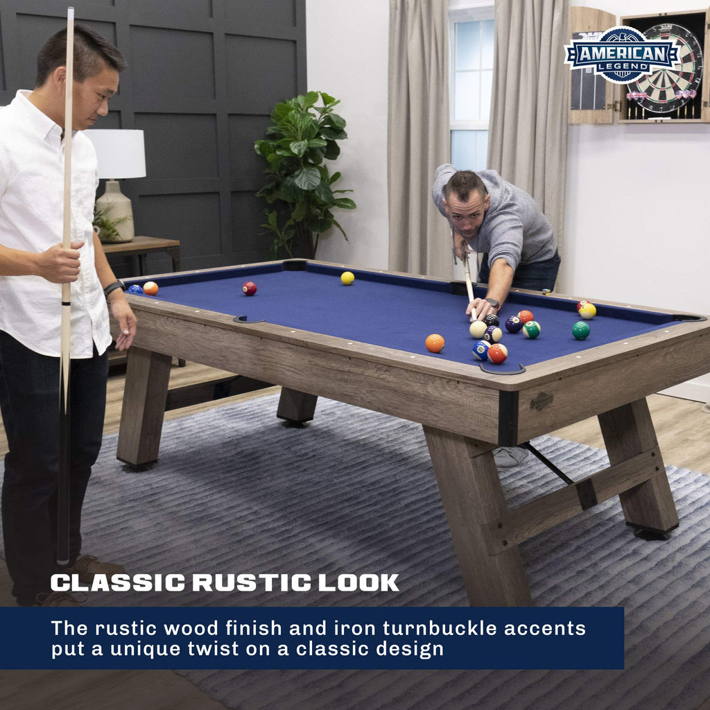 American Legend Billiard Table with Rustic Wood Finish