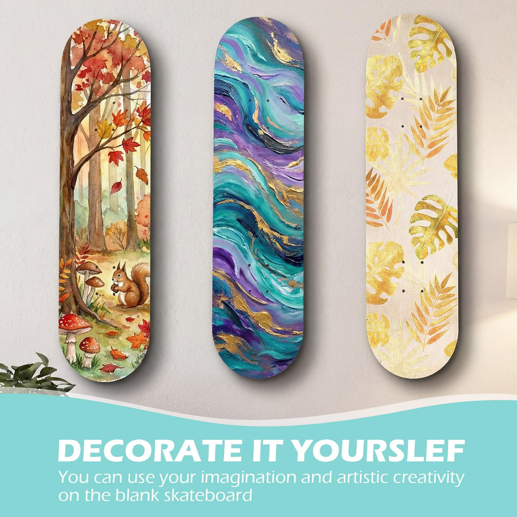 Honoson 12 Pcs Blank Skateboard Decks 32 x 8 Inch Maple Double Tail Deck