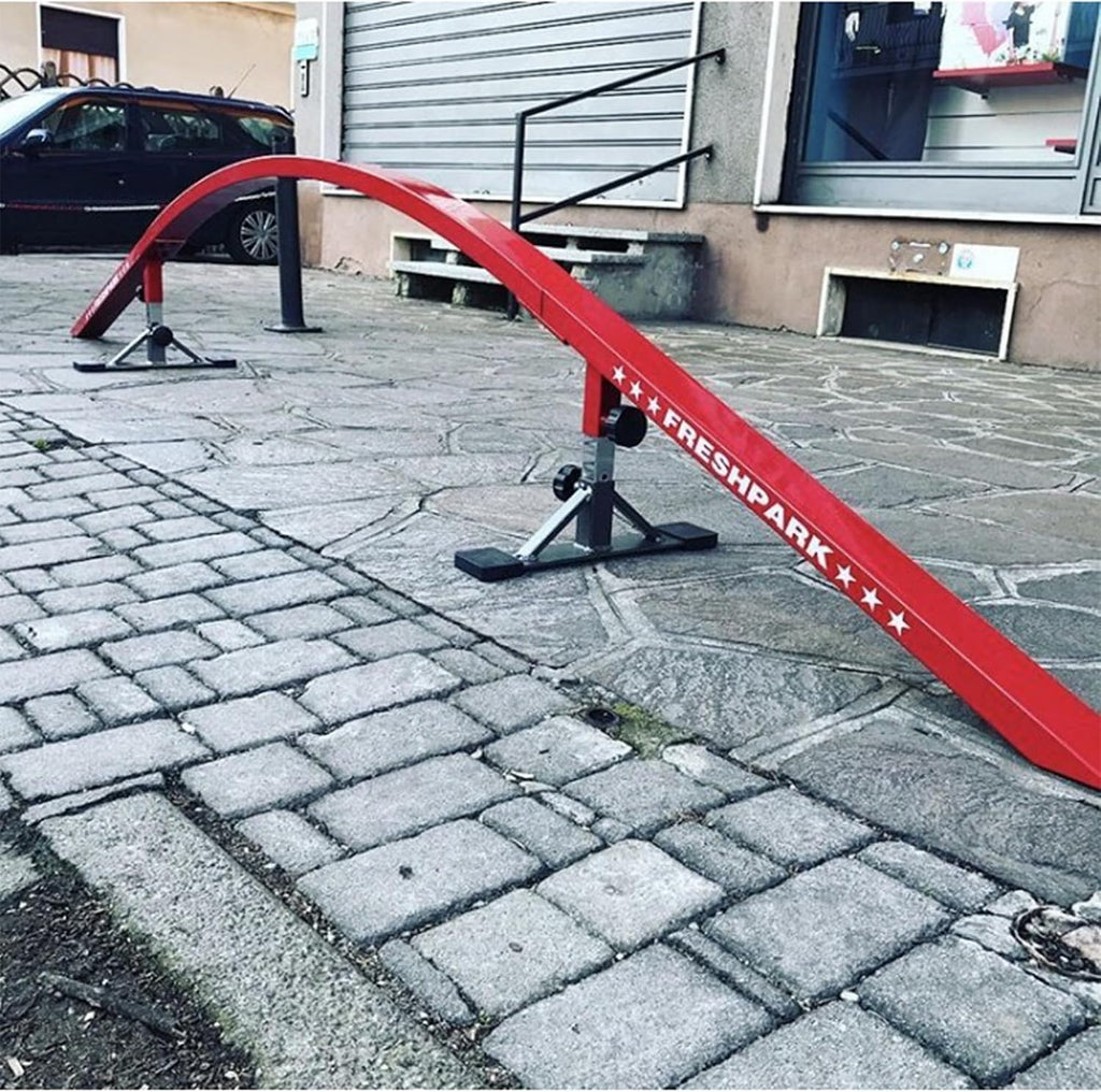 Freshpark Ultimate Grind Rail Kit â Modular Skate Rail Set with 6FT Flat Bar, 12FT Rainbow Rail & 2 Adjustable Pole Jams â Multi-Sport Grind Rail for Skateboard, BMX, Scooter, Snowboard
