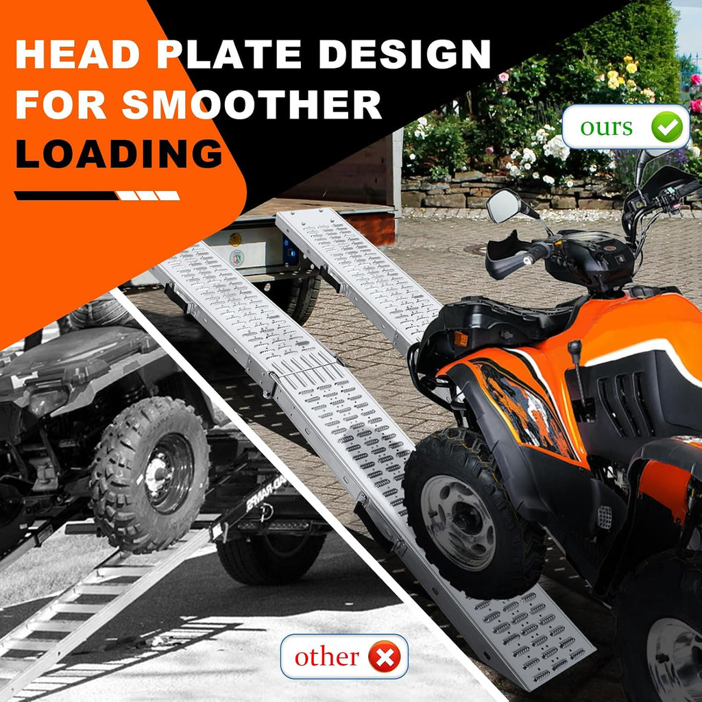 72.5" Heavy Duty Folding Loading Ramps, 1500lb Capacity, Ideal for Motorcycles, Lawn Mowers, ATVs, UTVs, and More â Pack of 2 with Safety Straps and Gloves