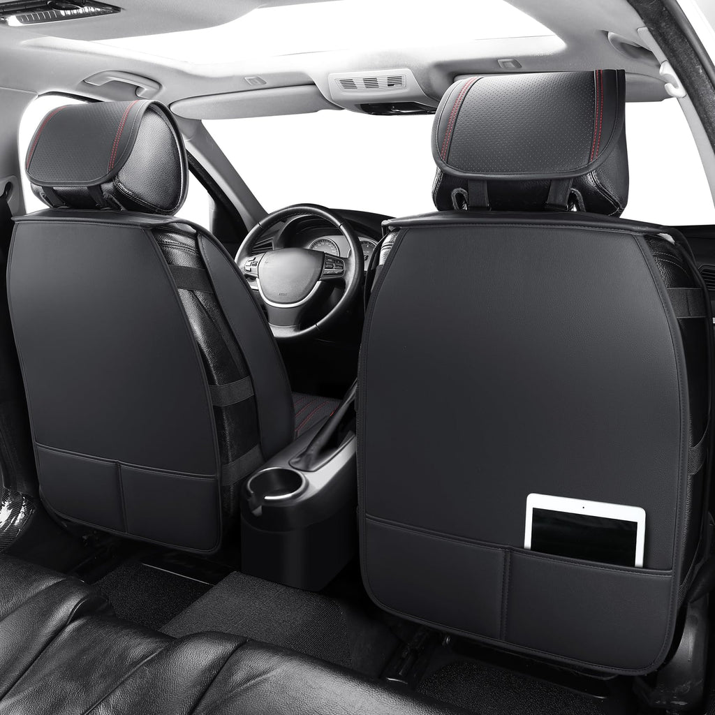 Tomatoman Car Seat Covers Compatible with Chevrolet Bolt EV EUV Faux Waterproof Leather Dustproof Safety Airbag Compatible(2PCS Front/Black Gold)