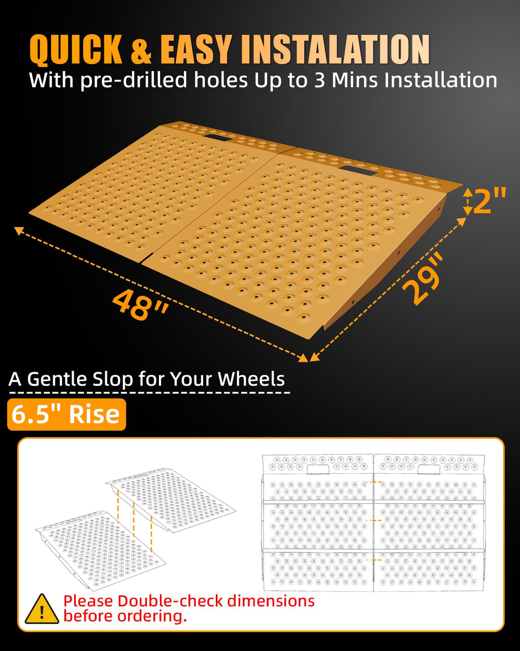 VNN 36" x 24" Shed Ramp for Riding Mower - 800 LB Capacity Shed Ramps, Anti-Slip Punch Plate Ramp for ATV, Motorcycles, Garages & Barns (1PC,Slivery, Alloy)