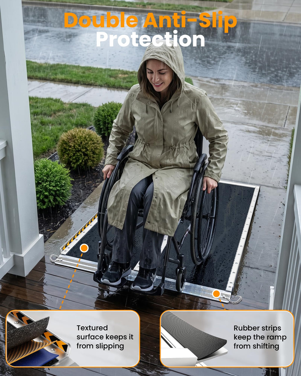 gardhom 10FT Aluminum Ramp for Wheelchair for Home Steps with Support Legs