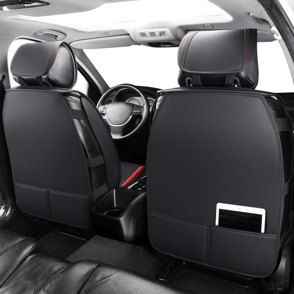 Tomatoman Car Seat Covers Compatible with Chevrolet Bolt EV EUV Faux Waterproof Leather Dustproof Safety Airbag Compatible(2PCS Front/Black Gold)
