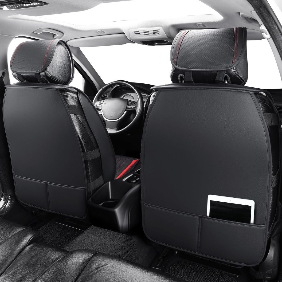 Tomatoman Car Seat Covers Compatible with Chevrolet Bolt EV EUV Faux Waterproof Leather Dustproof Safety Airbag Compatible(2PCS Front/Black Gold)