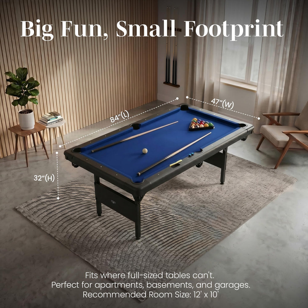 Hathaway Fairmont Folding Pool Table for Family & Home Use Includes Full Set of Billiard Balls, Cues, Chalk, Triangle and Carrying Bag, Portable Space-Saving Table