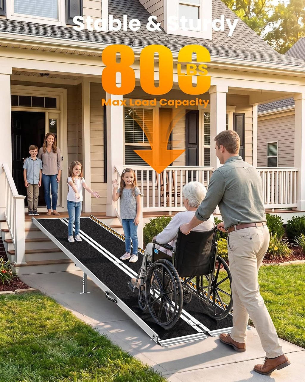 gardhom 10FT Aluminum Ramp for Wheelchair for Home Steps with Support Legs