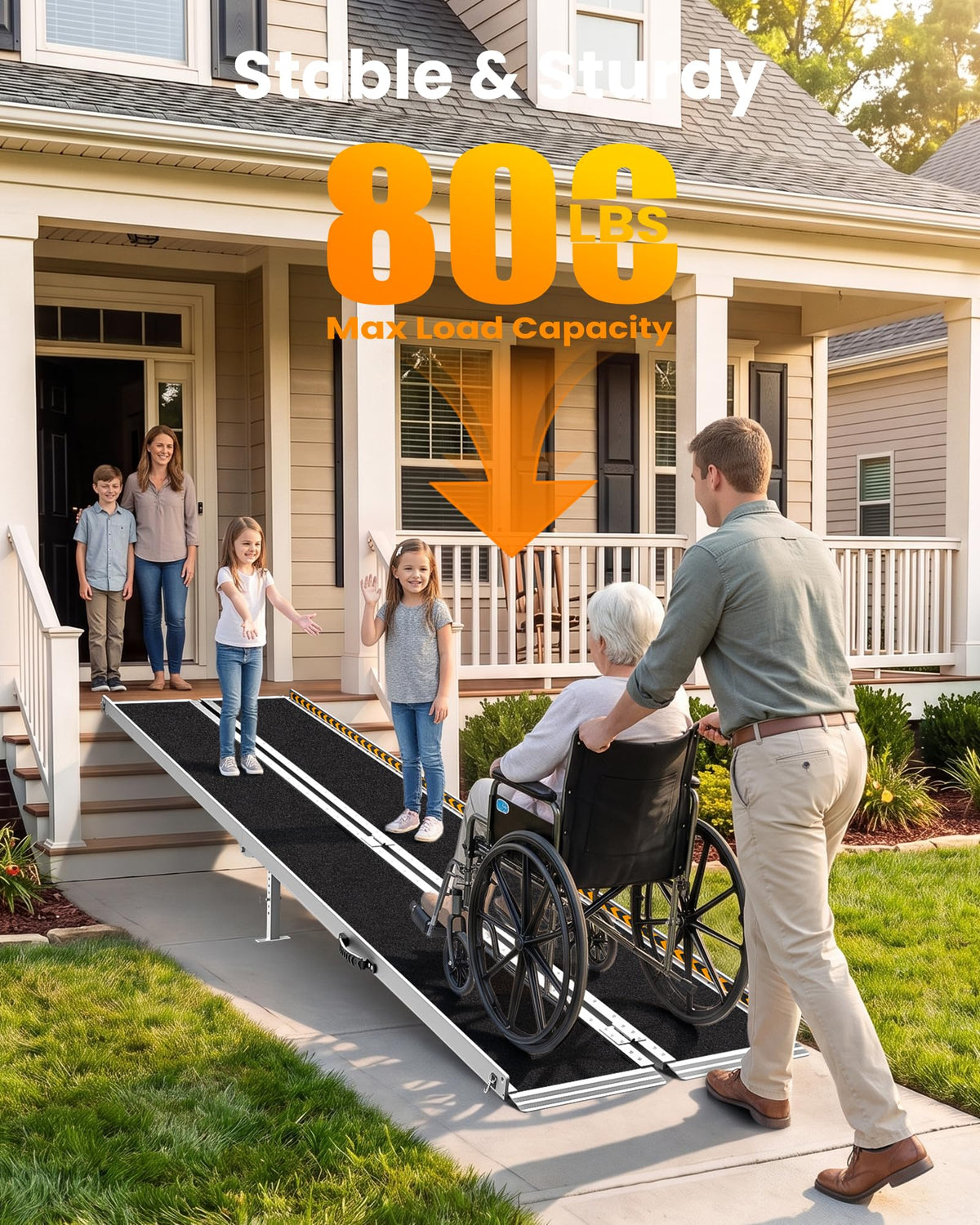 gardhom 10FT Aluminum Ramp for Wheelchair for Home Steps with Support Legs