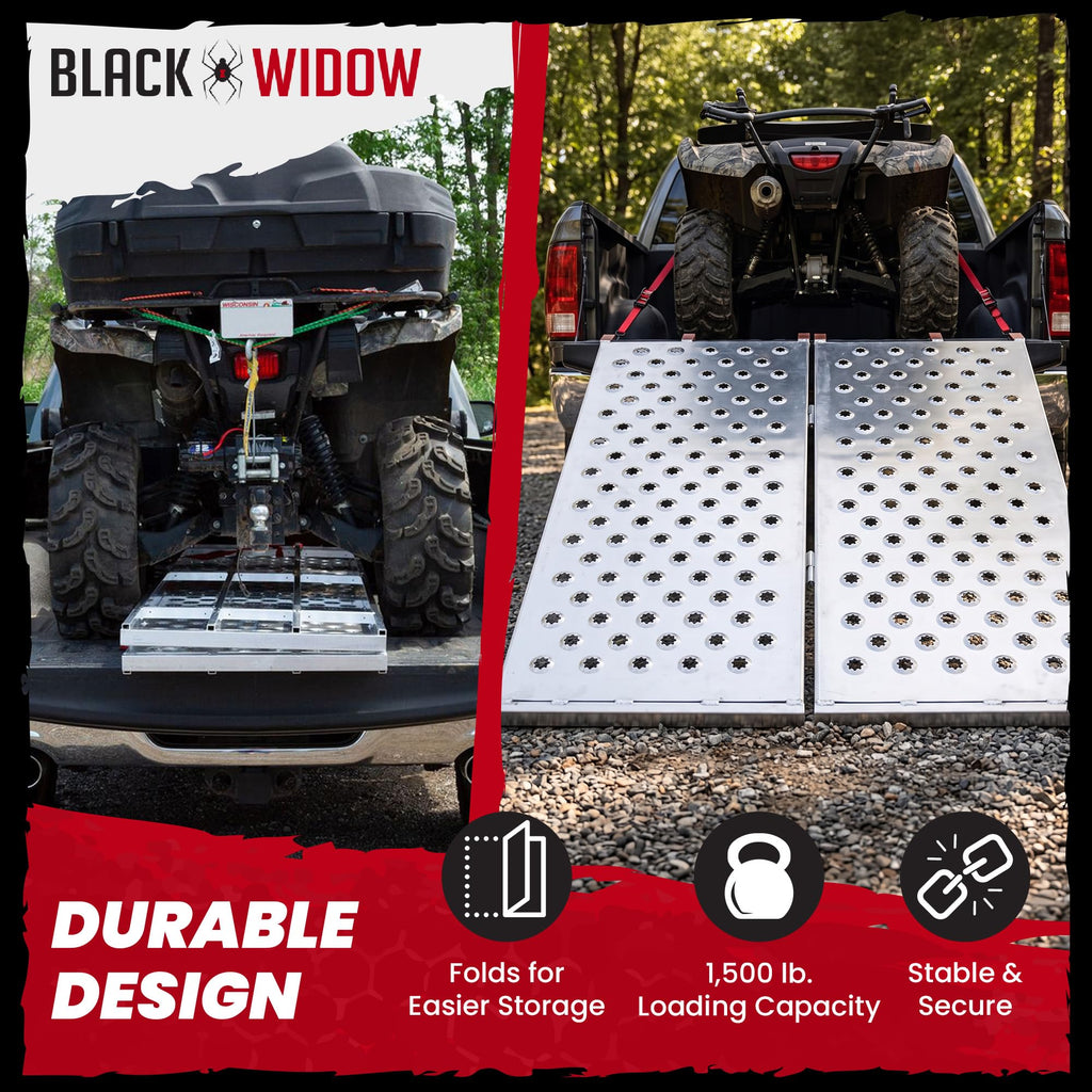 Black Widow Aluminum Punch-Plate Bi-Fold ATV Ramp, 1,500 lb, 71.25" x 44"