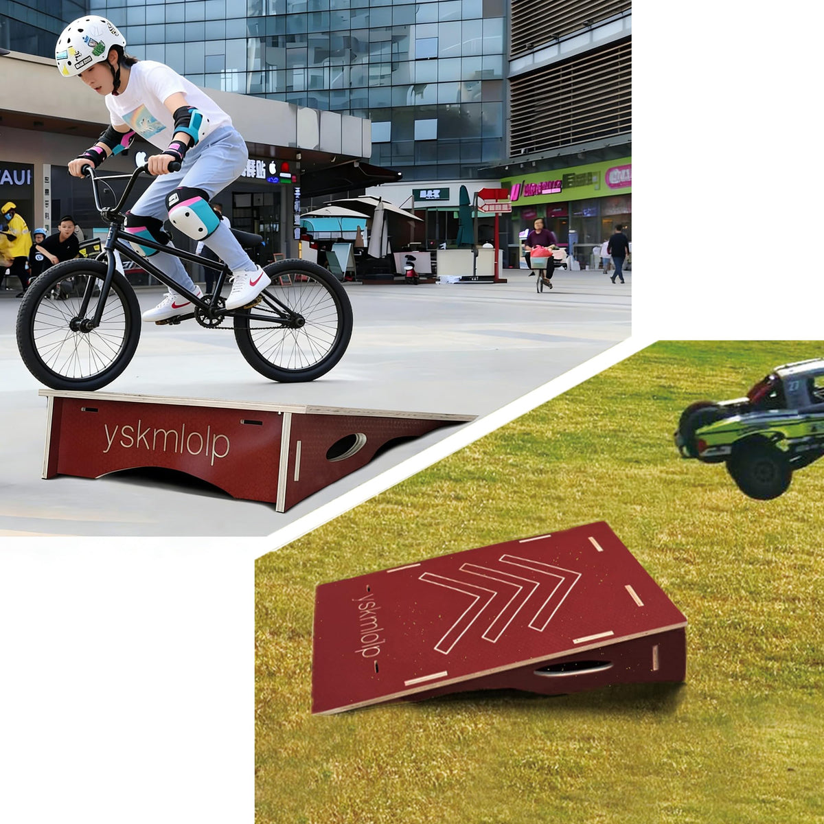 Jump Practice Ramp for BMX Bike & Bicycle & Skateboards ï¼Blackï¼Large Size