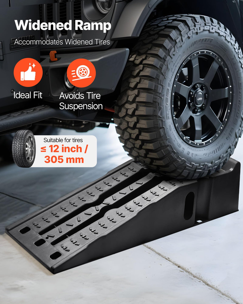 VEVOR Car Ramps, 2 PCS 13000 lbs GVW Capacity, 6.3 in Lift Height, Portable High Profile Car Service Ramps for Home Garage Maintenance and Oil Changes, Heavy Duty for Truck SUV Vehicle Repair, Black