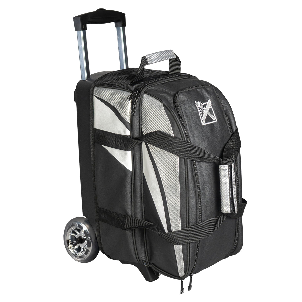 KR Strikeforce Cruiser Lux Double Bowling Ball Roller Bag with Upper Shoe Compartment and Side Accessory Pouch