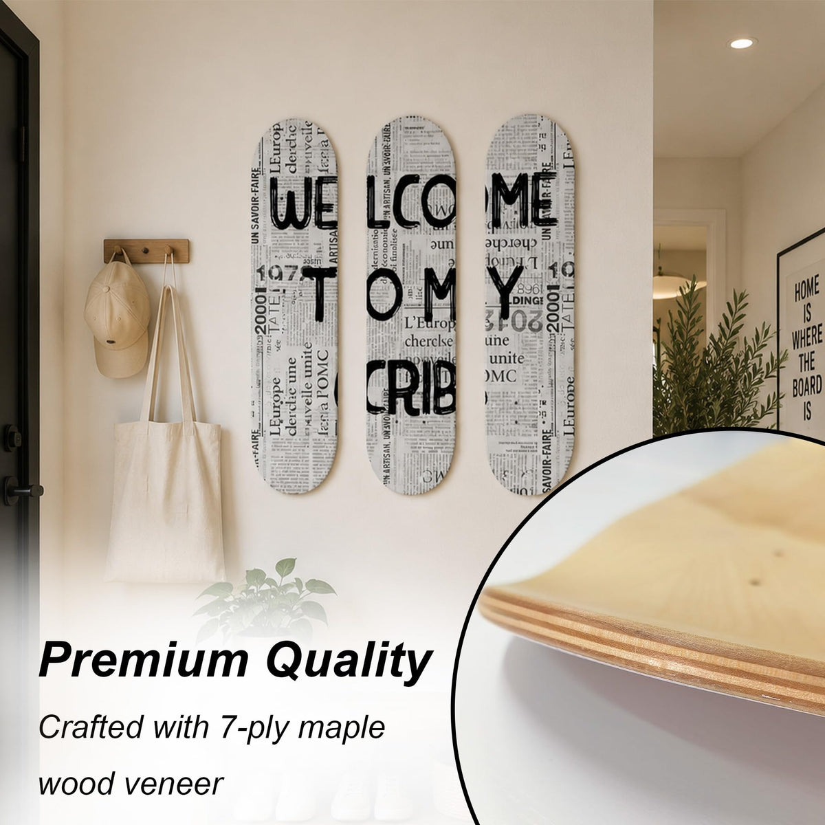 TwoDays Skateboard Wall Decor Set, Dolce Vita Ciao, 3 Decks