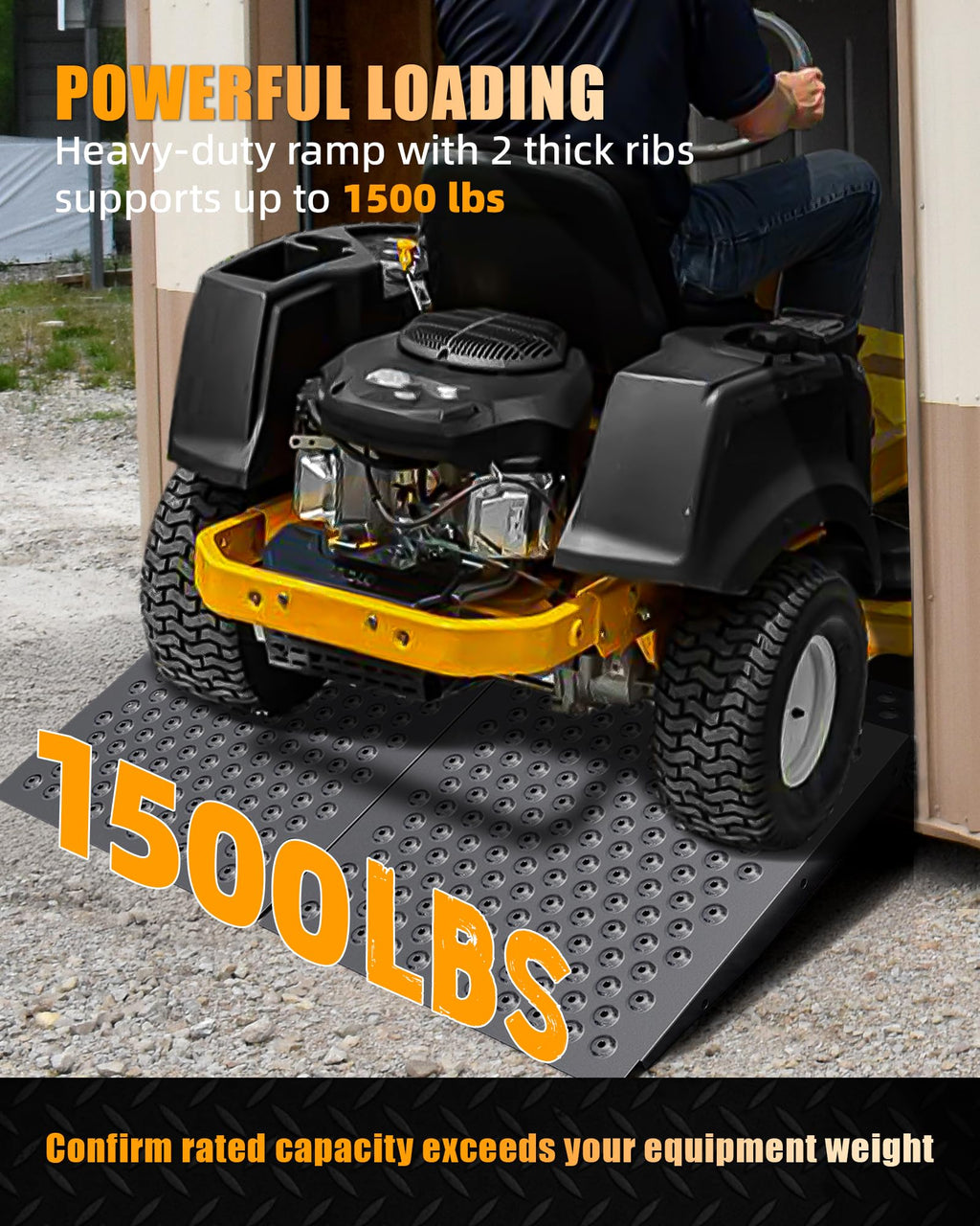 VNN 36" x 24" Shed Ramp for Riding Mower - 800 LB Capacity Shed Ramps, Anti-Slip Punch Plate Ramp for ATV, Motorcycles, Garages & Barns (1PC,Slivery, Alloy)