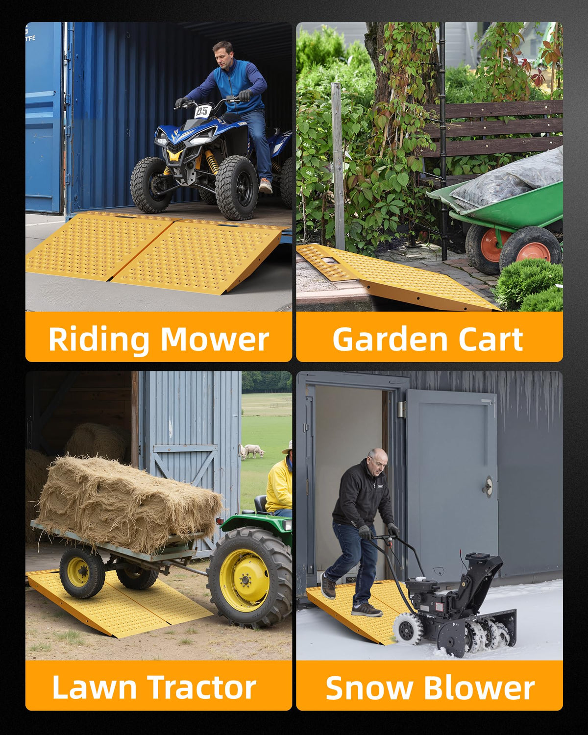VNN 36" x 24" Shed Ramp for Riding Mower - 800 LB Capacity Shed Ramps, Anti-Slip Punch Plate Ramp for ATV, Motorcycles, Garages & Barns (1PC,Slivery, Alloy)