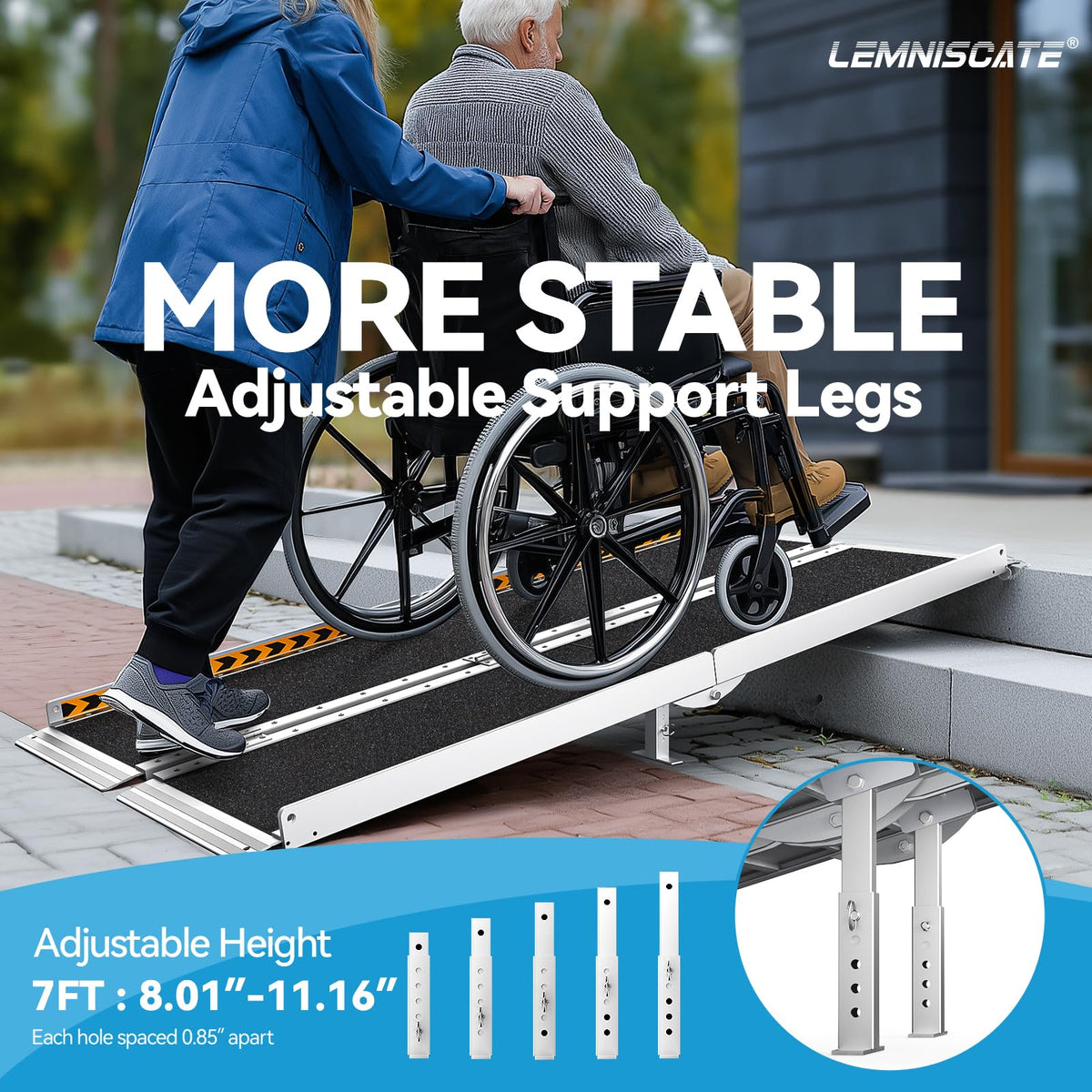 LEMNISCATE 2FT Portable Wheelchair Ramp Aluminum Non-Slip Handicap for Home