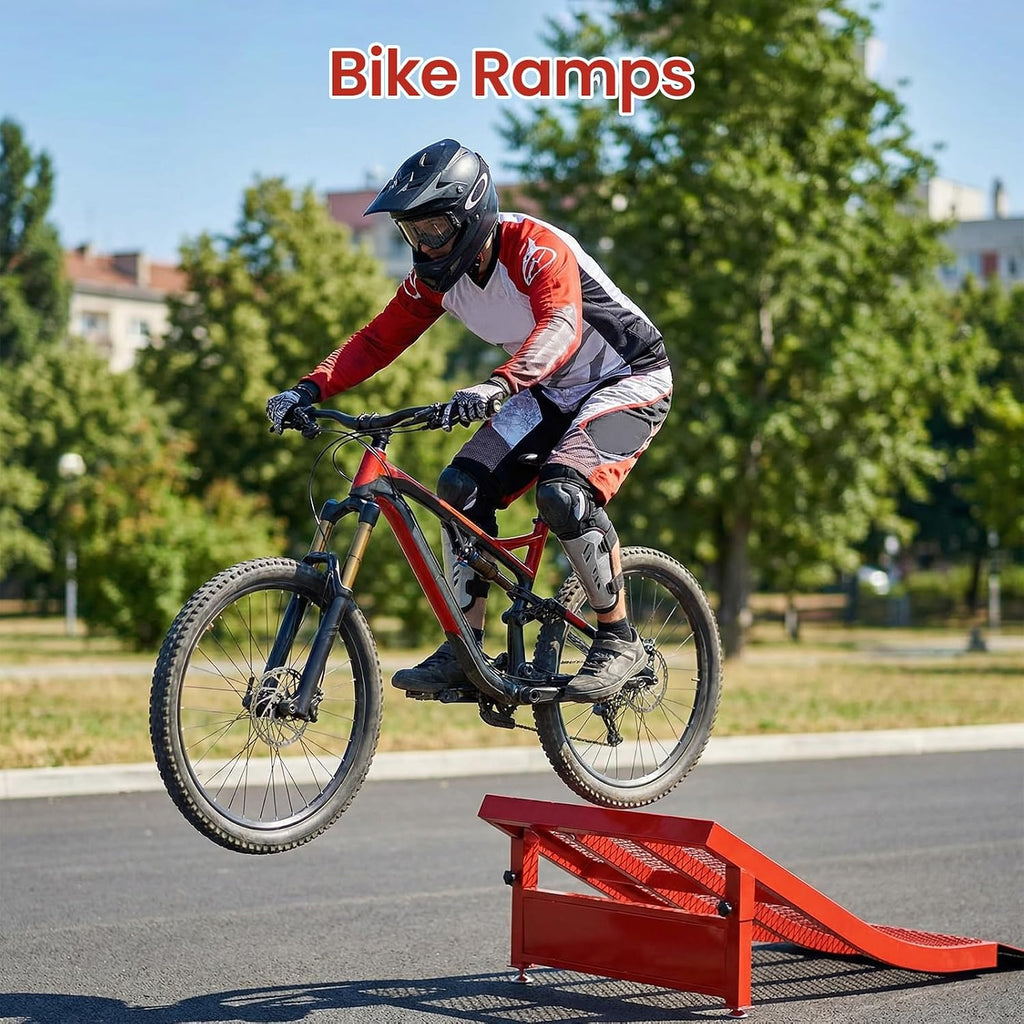 Removable Skateboard Ramps - Heavy Duty Metal Bike Ramps for Kids Ages 7-16 S,Skateboard/Dirt Bike/RC/Jump Ramp | 300Lbs Capacity,45Â° Slopes & Portable with Rubber Feet