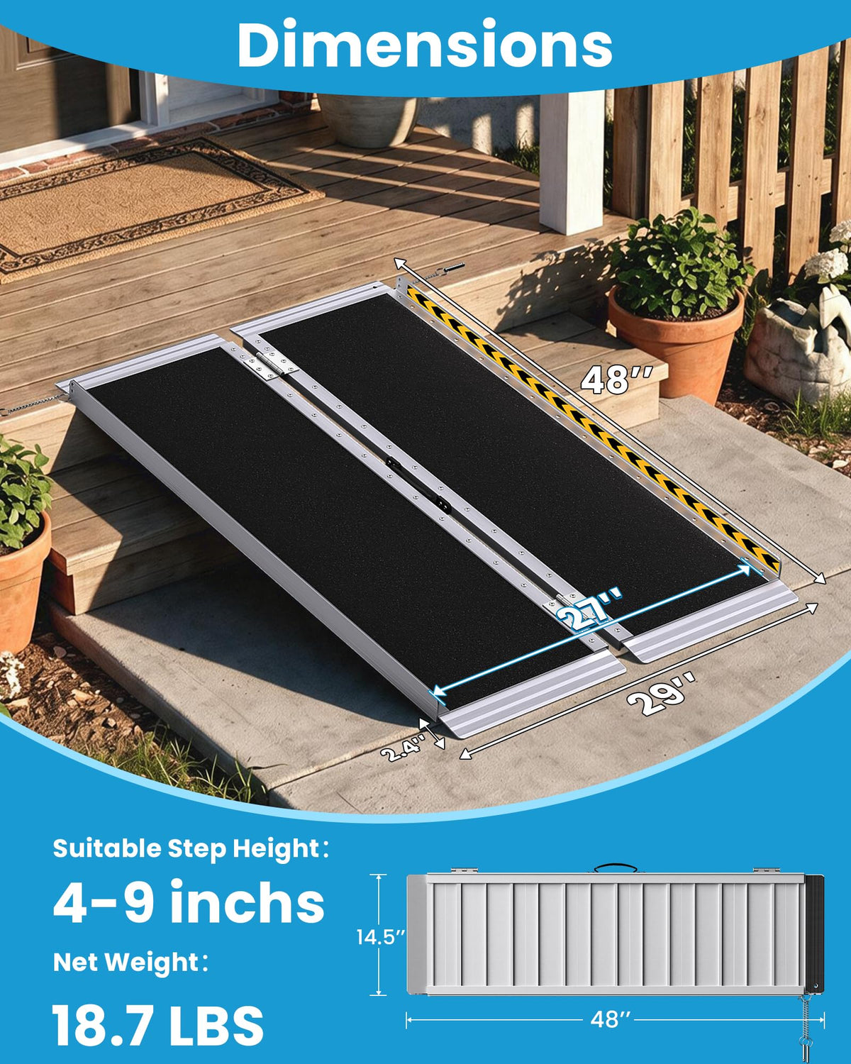 LEMNISCATE 2FT Portable Wheelchair Ramp Aluminum Non-Slip Handicap for Home