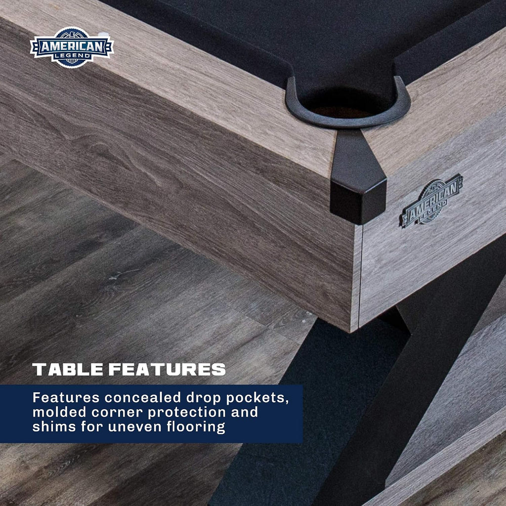 American Legend Billiard Table with Rustic Wood Finish