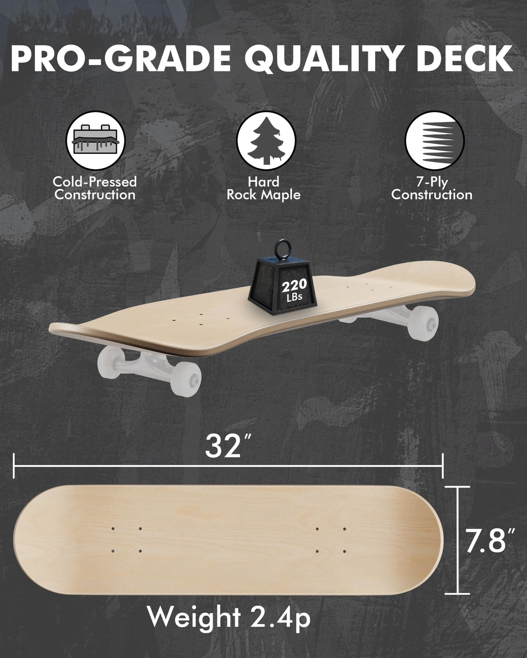 Blank Skateboard Decks for Painting 31"x 8" with Skateboard Grip Tape