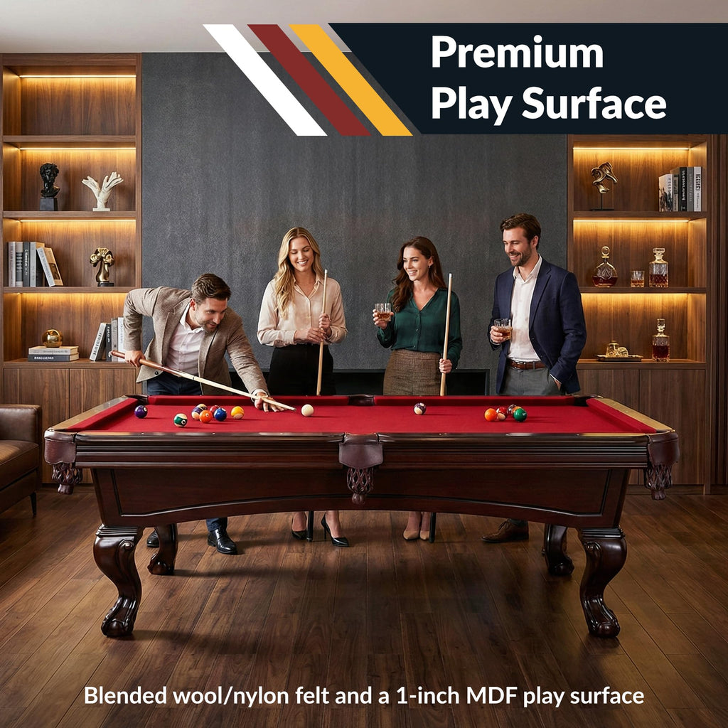 Hathaway Augusta 8 Ft Furniture Pool Table â Includes Cue Sticks, Billiard Balls â Classic Design Perfect for Family, Home, Dining, or Living Room