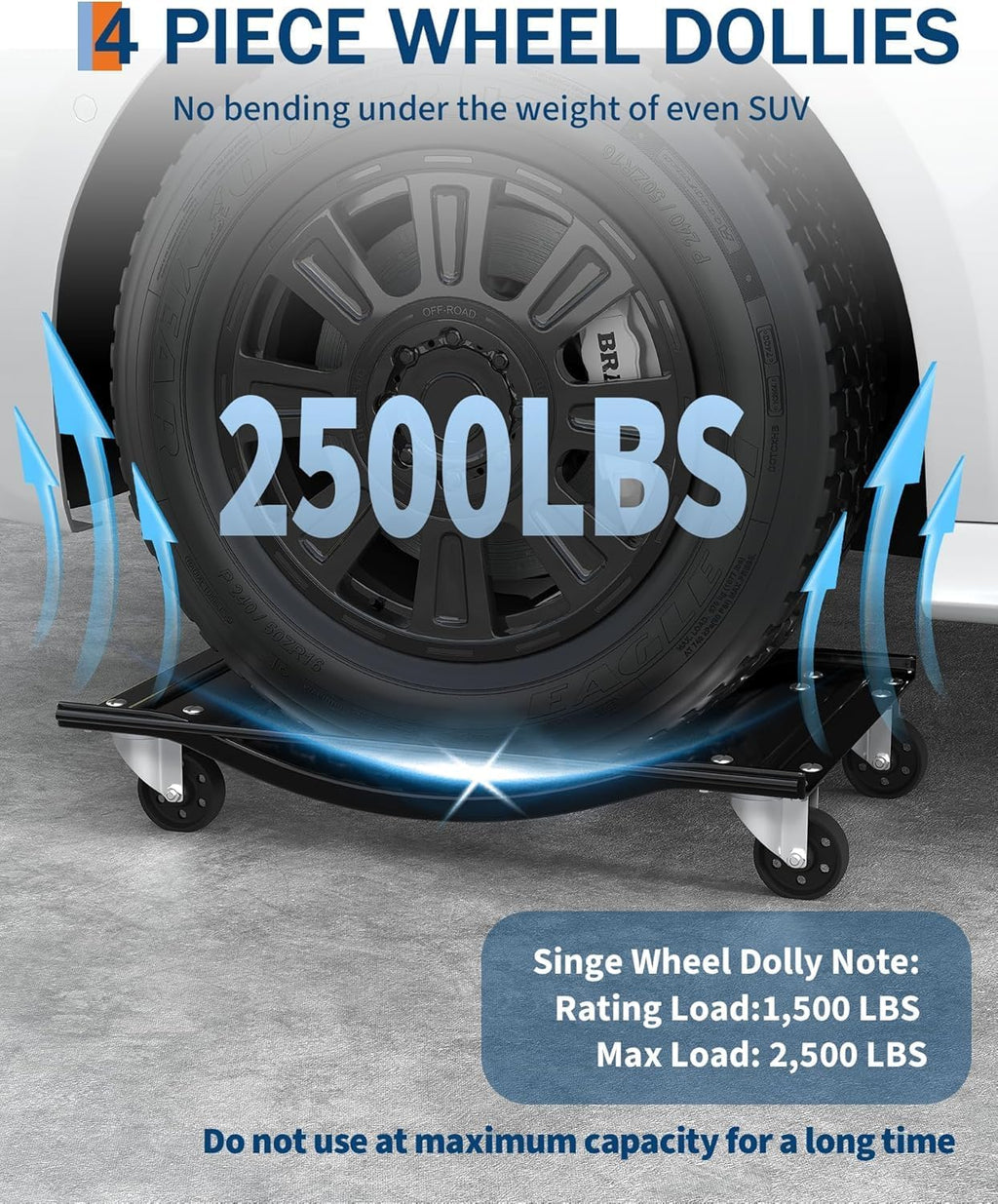 10000 LBS Car Dolly Set of 4, 24"x15" Heavy Duty Vehicle Wheel Dolly, Green