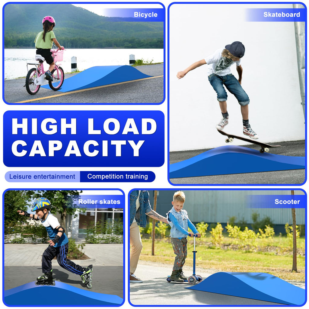Spliced Skateboard Ramp, Modular Wave-Style Ramp for BMX, Bike, Scooter, Skates Outdoor Sports Ramp Capacity 330Lbs, Easy Assembly