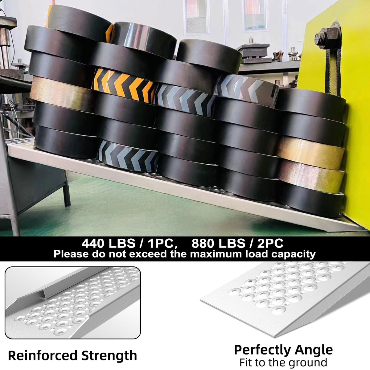 VNN Door Threshold Ramp, Threshold Ramps for Doorways, Ideal Entry Handicap Ramp for Elderly Wheelchairs, Carts, Scooters and Walkers, 27.6" L * 37.4" W Door Ramp (Alloy Iron, 800LBS)