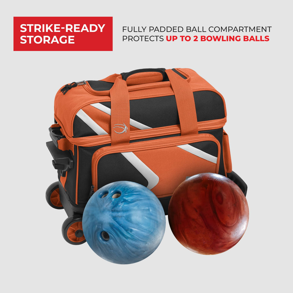 BSI Dash Roller Bowling Bag with Smooth Rolling Wheels, Padded Ball Compartment, Retractable Locking Handle, & Shoe Pocket