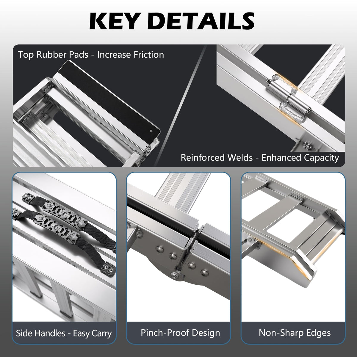 VNN Door Threshold Ramp, Threshold Ramps for Doorways, Ideal Entry Handicap Ramp for Elderly Wheelchairs, Carts, Scooters and Walkers, 27.6" L * 37.4" W Door Ramp (Alloy Iron, 800LBS)
