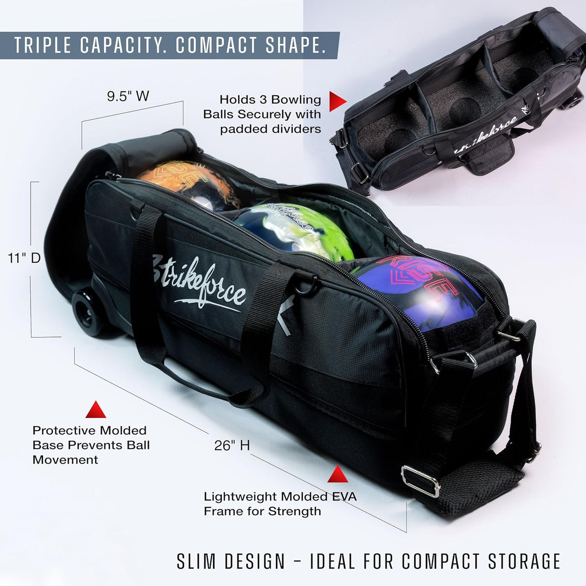 KR Strikeforce Fast Slim Triple Tote - Black