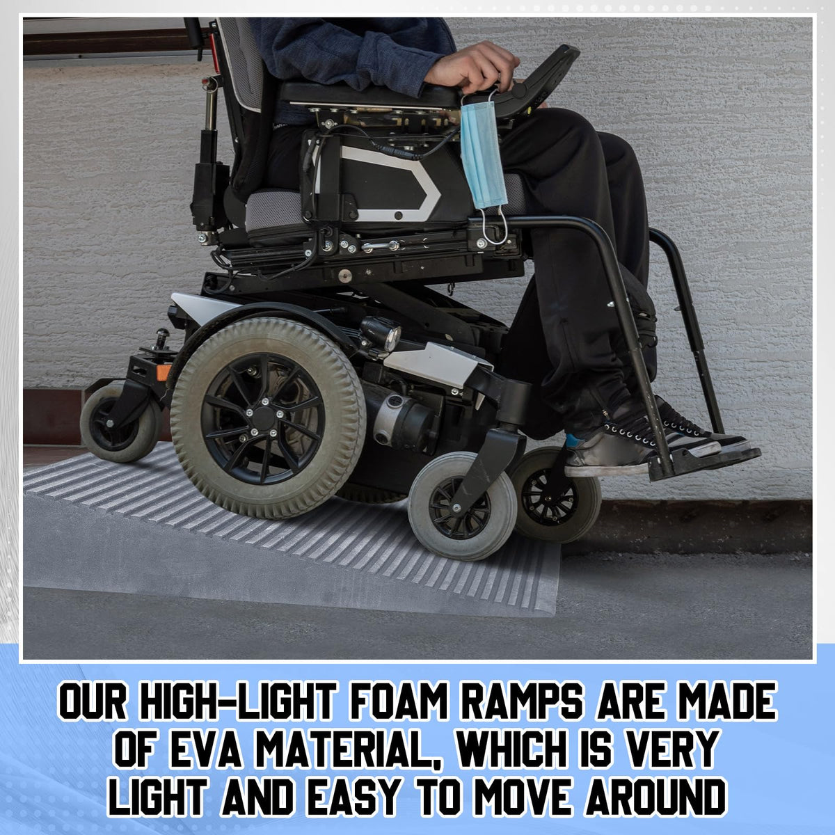 EVA Foam Threshold Ramp for Wheelchair, Black, 36" L X 28" w X 5" h