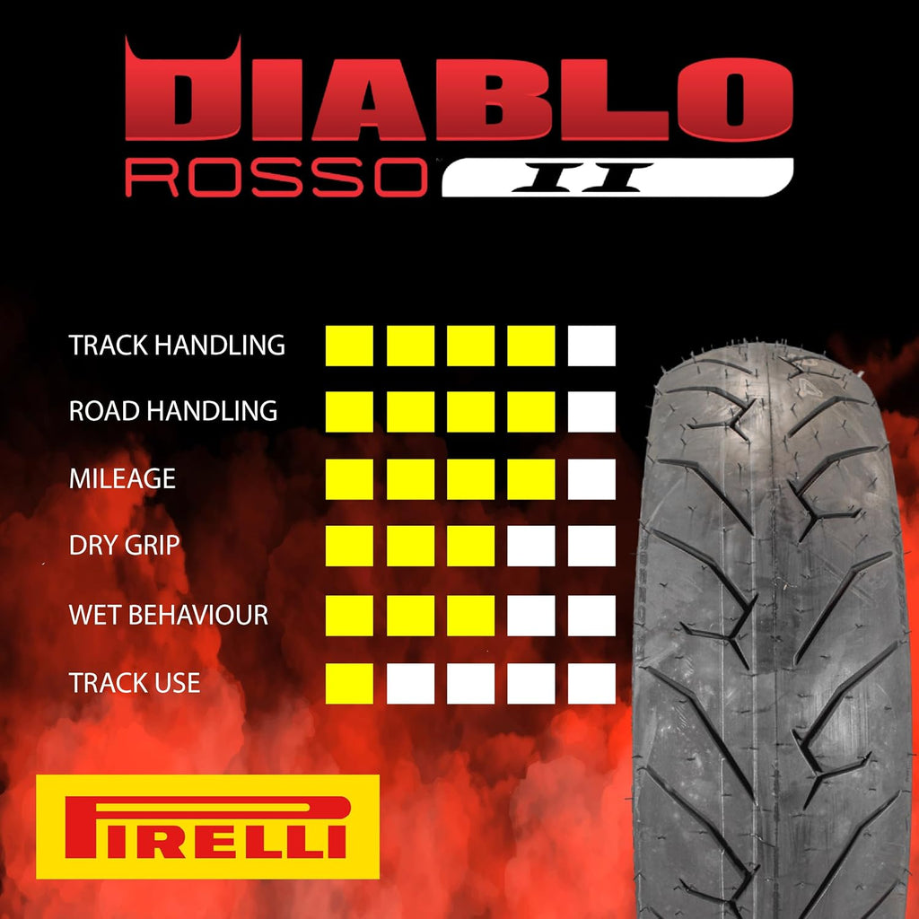 Pirelli Diablo Rosso II Motorcycle Tire Set 120/70 ZR17 & 160/60 ZR17