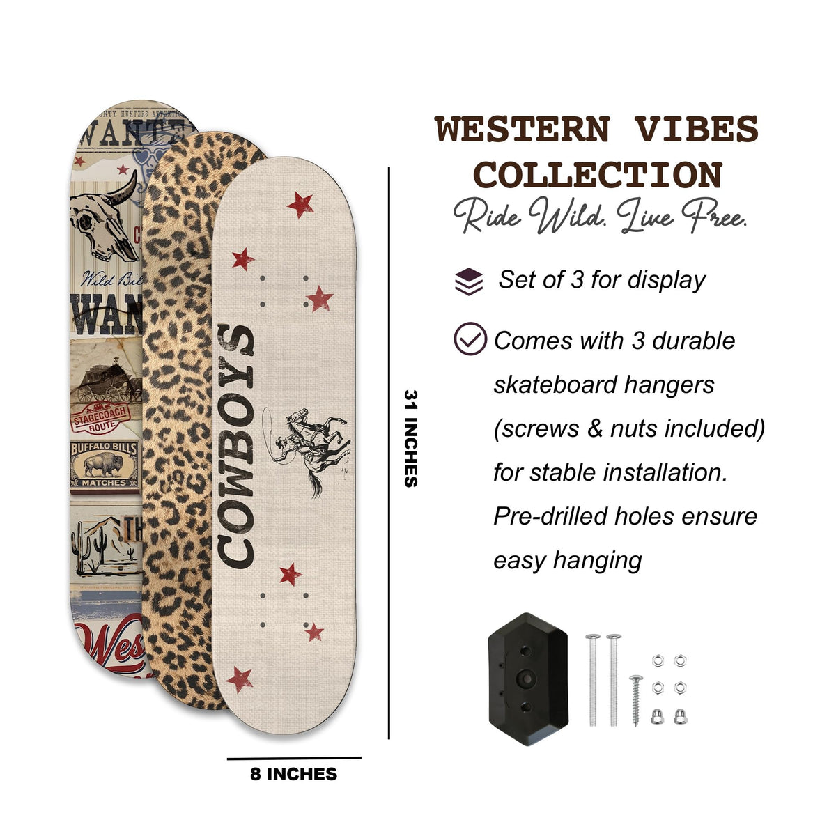 TwoDays Skateboard Wall Decor Set, Dolce Vita Ciao, 3 Decks