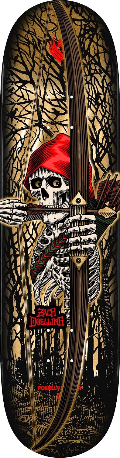 Powell Peralta Zach Doelling Archer Flight Skateboard Deck, Gold Foil, 8.30" x 31.61"