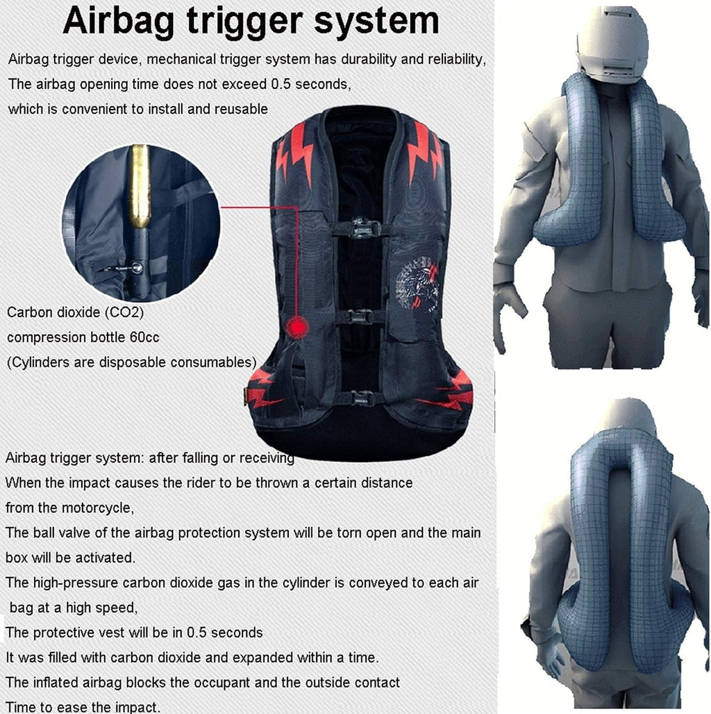 Cycling Airbag Vest Motorcycle Anti-fall Vest Detachable Slow Rebound CE Back Protector With Waterproof Pocket Suitable For Outdoor Motorcycle, Bicycle Riding, Horse Riding And Other Sports