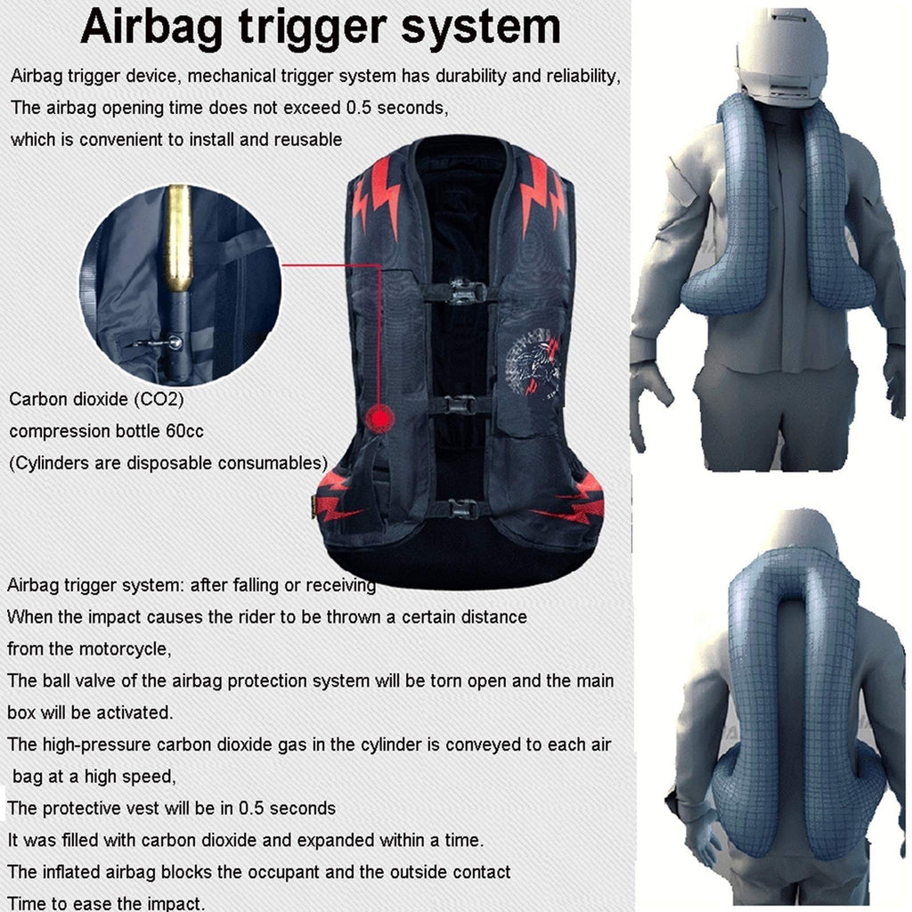 Cycling Airbag Vest Motorcycle Anti-fall Vest Detachable Slow Rebound CE Back Protector With Waterproof Pocket Suitable For Outdoor Motorcycle, Bicycle Riding, Horse Riding And Other Sports