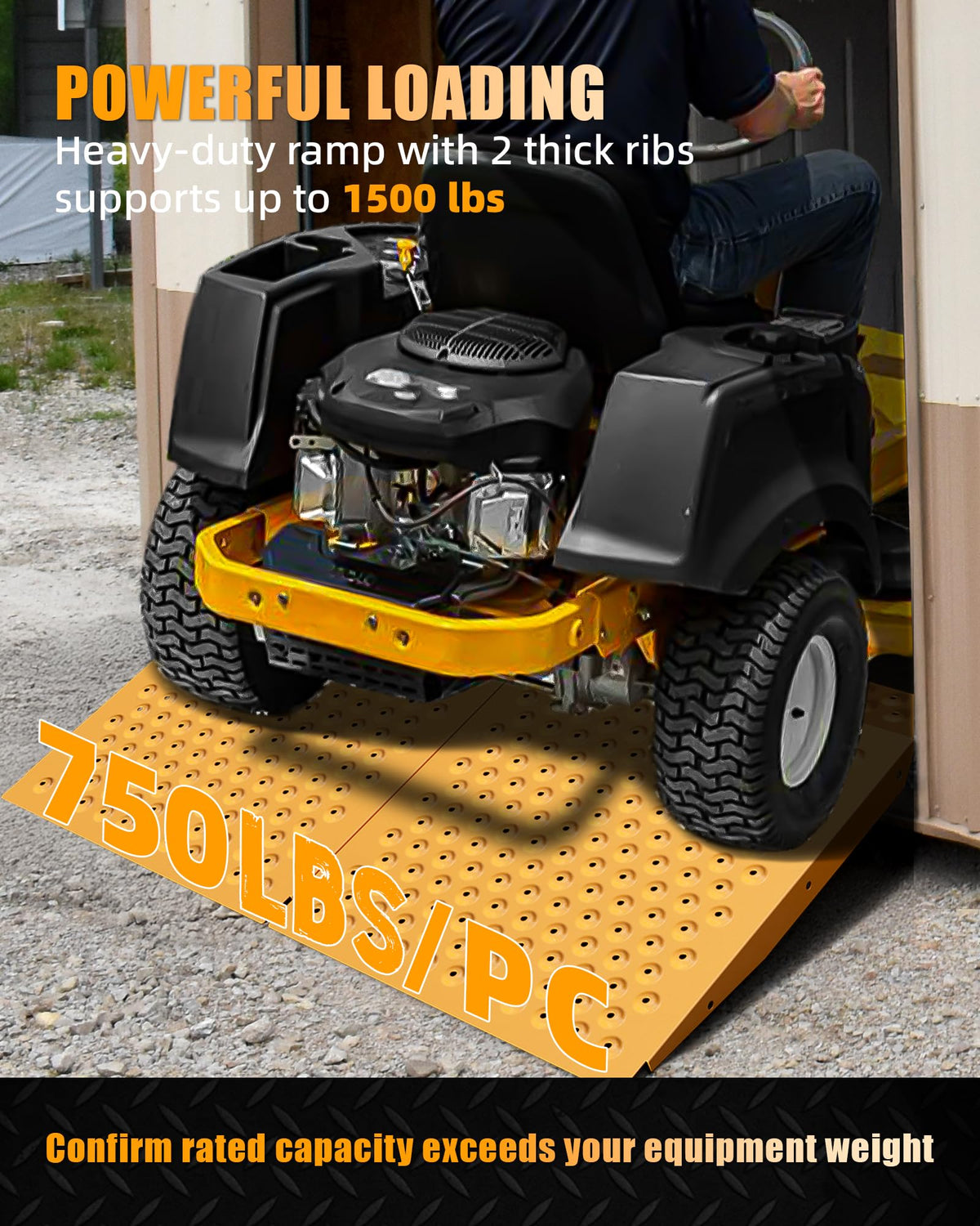 VNN 36" x 24" Shed Ramp for Riding Mower - 800 LB Capacity Shed Ramps, Anti-Slip Punch Plate Ramp for ATV, Motorcycles, Garages & Barns (1PC,Slivery, Alloy)