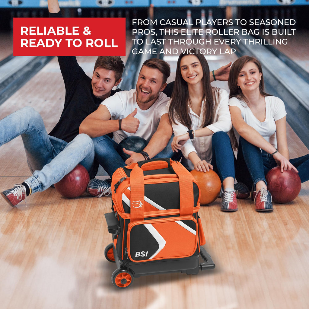 BSI Dash Roller Bowling Bag with Smooth Rolling Wheels, Padded Ball Compartment, Retractable Locking Handle, & Shoe Pocket