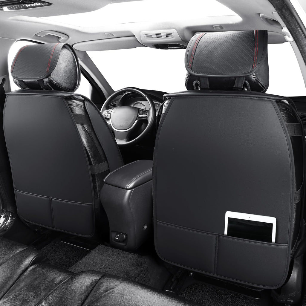 Tomatoman Car Seat Covers Compatible with Chevrolet Bolt EV EUV Faux Waterproof Leather Dustproof Safety Airbag Compatible(2PCS Front/Black Gold)