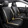 Tomatoman Car Seat Covers Compatible with Chevrolet Bolt EV EUV Faux Waterproof Leather Dustproof Safety Airbag Compatible(2PCS Front/Black Gold)