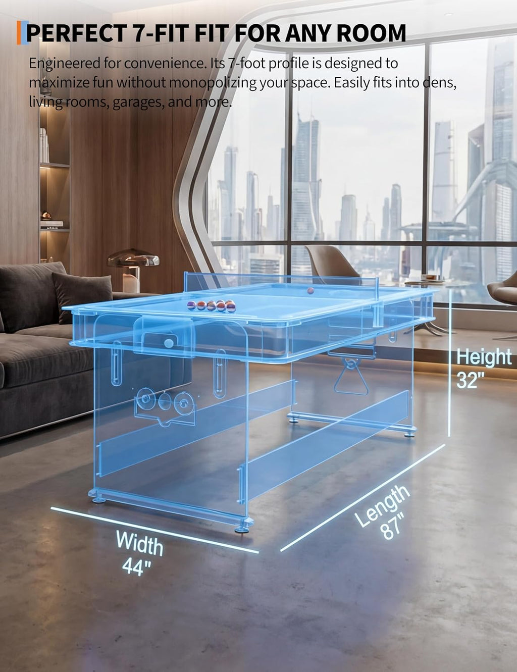 Garvee 7 ft 3-in-1 Game Table with Air Hockey, Billiards and Table Tennis