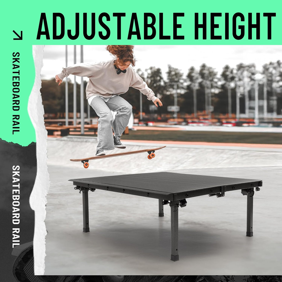 Skateboard Rail Foldable Portable 42.56" L x 34.09" W x 14.21" H