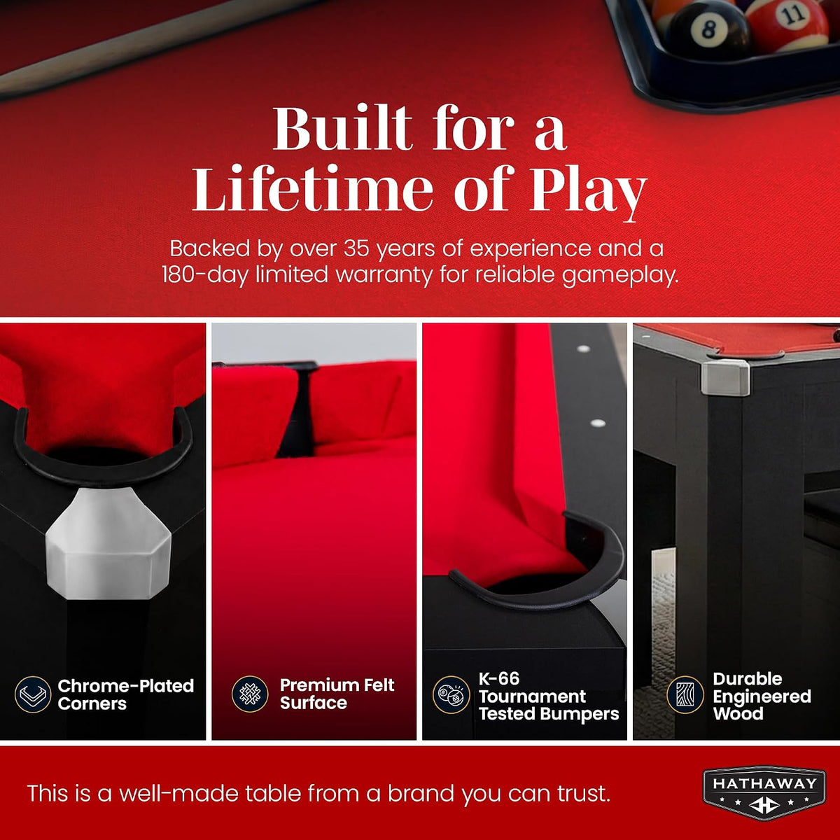 Hathaway Pool Table Combo Set with Benches
