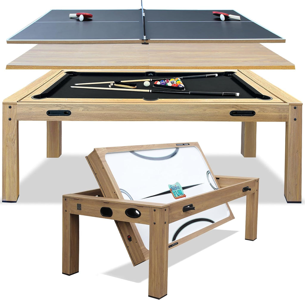 7ft Multi Game Table 4 in 1 Pool Table Ping Pong Table Air Hockey Combo Game Table Includes All Accessories for Game Room & Family
