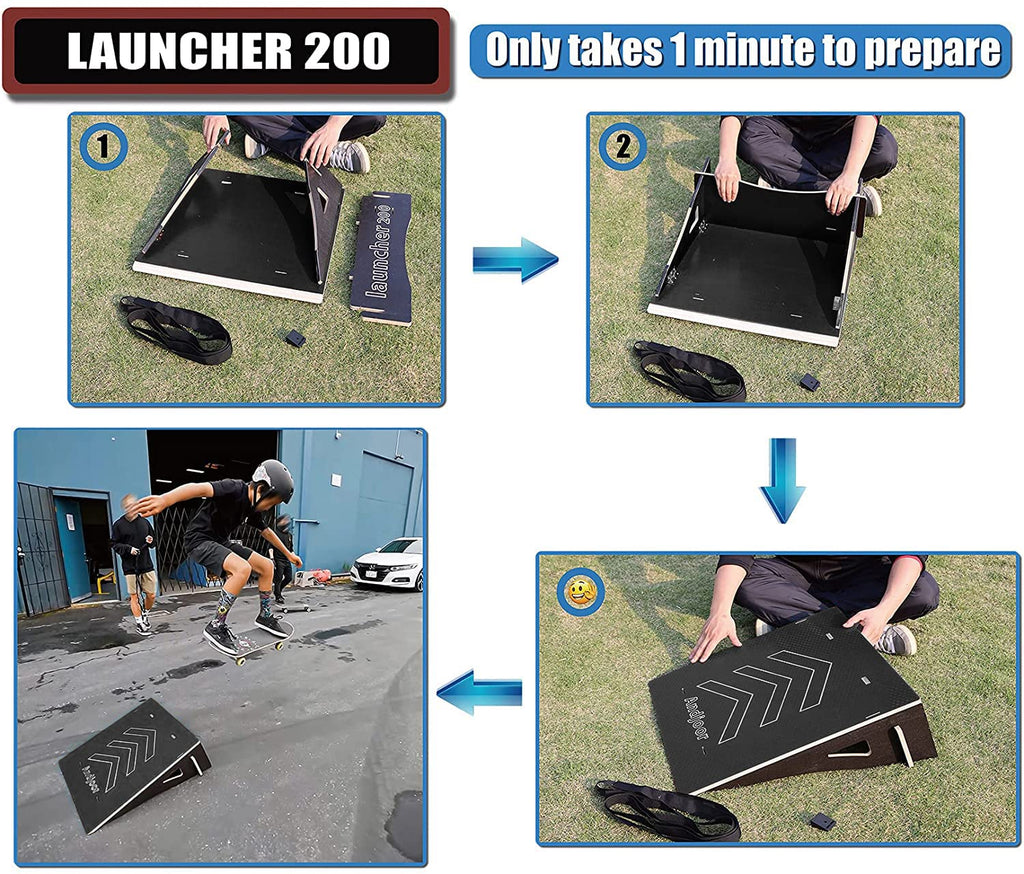 Kids Jumping Ramp for Skateboard, Bike, Scooter, BMX, RC Car and Dirt Bike, 34.37 in, Black