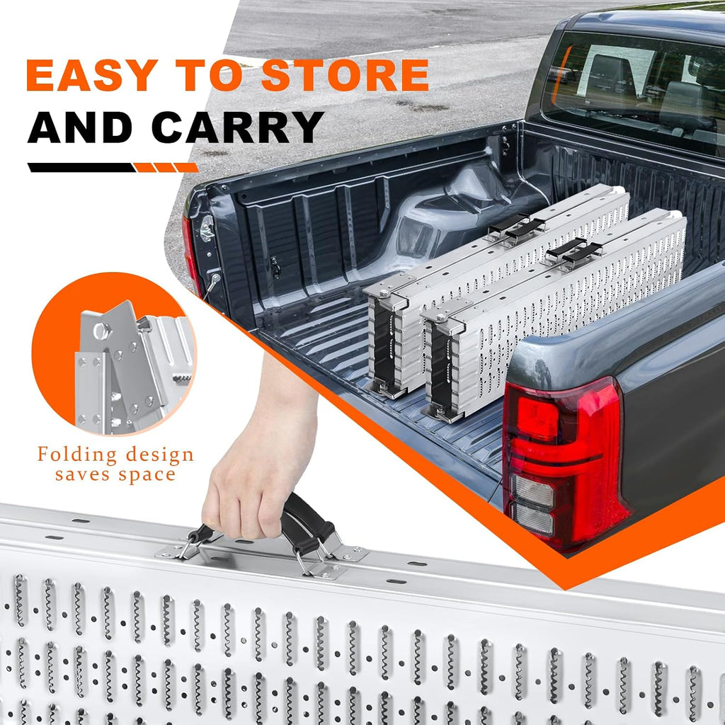 72.5" Heavy Duty Folding Loading Ramps, 1500lb Capacity, Ideal for Motorcycles, Lawn Mowers, ATVs, UTVs, and More â Pack of 2 with Safety Straps and Gloves